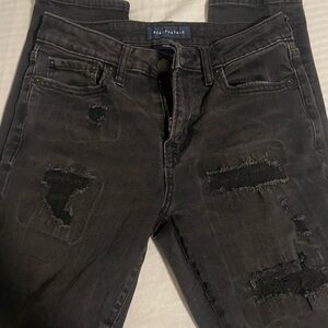 Aeropostale Men's Dark Gray Distressed Skinny Jeans